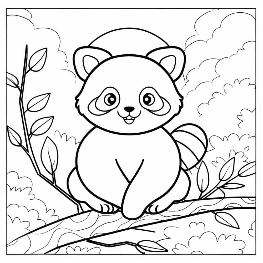 Målarbild Ganska röd panda