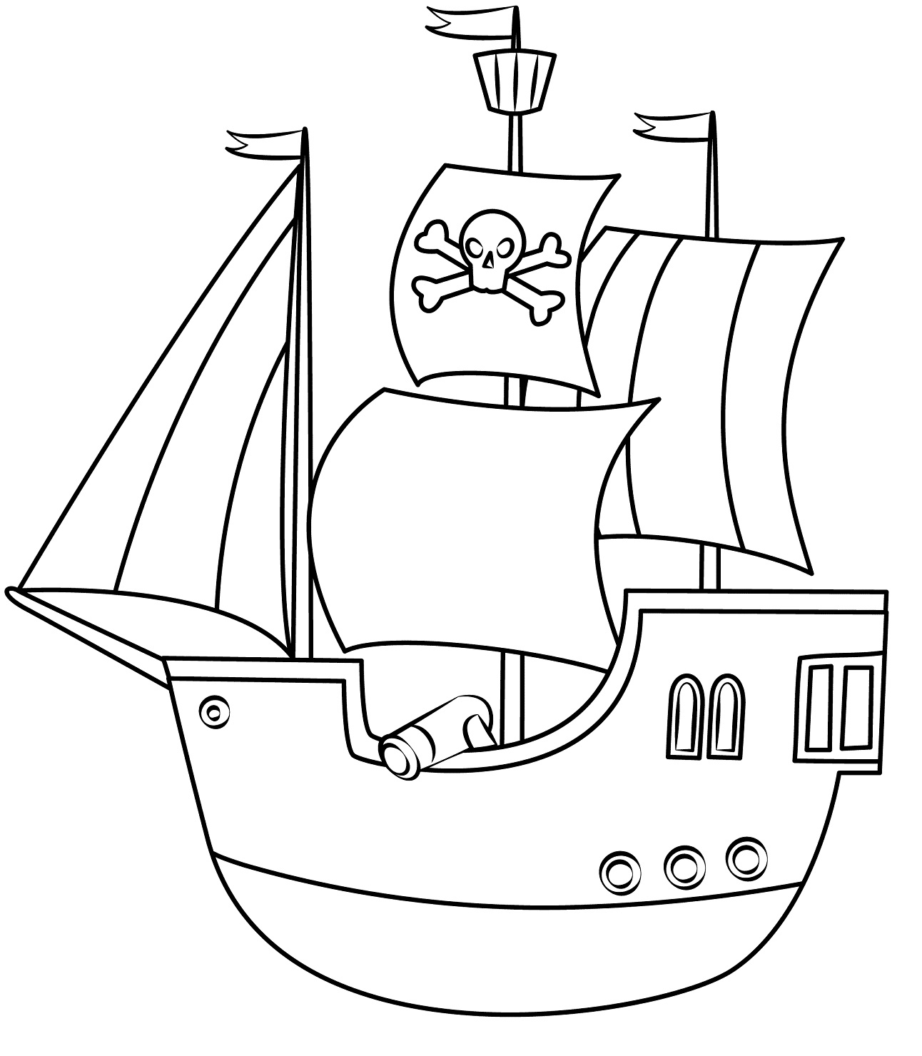 Målarbild Gratis utskrivbart piratskepp