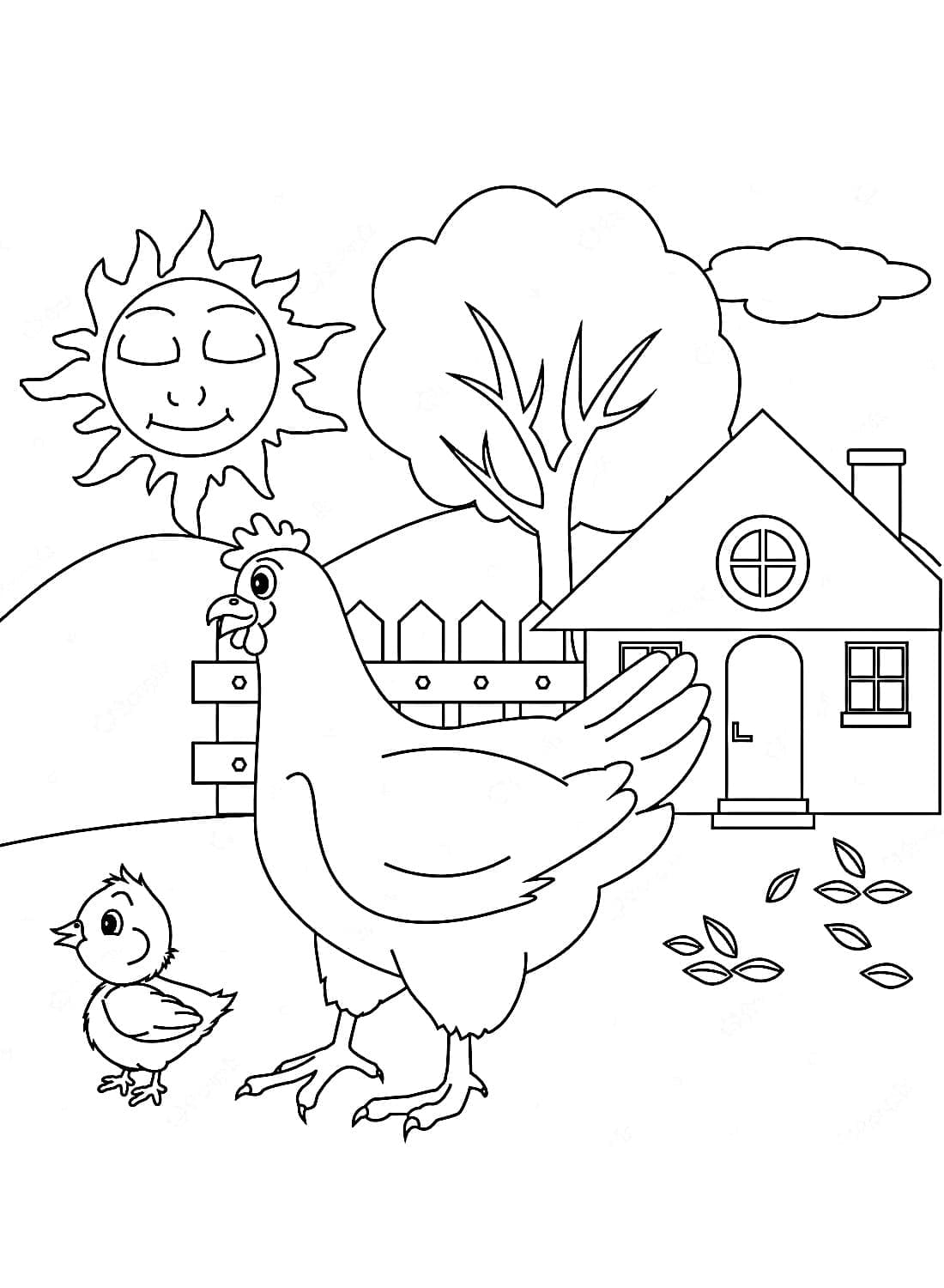 Målarbild Höna för 3-åriga Barn