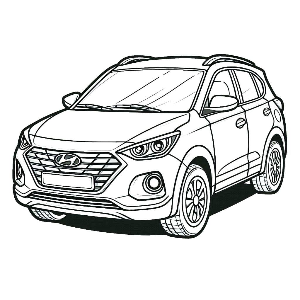 Målarbild Hyundai gratis utskrivbar för barn