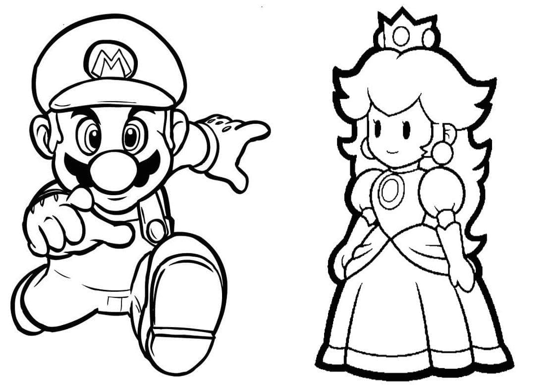 Målarbild Mario och Peach