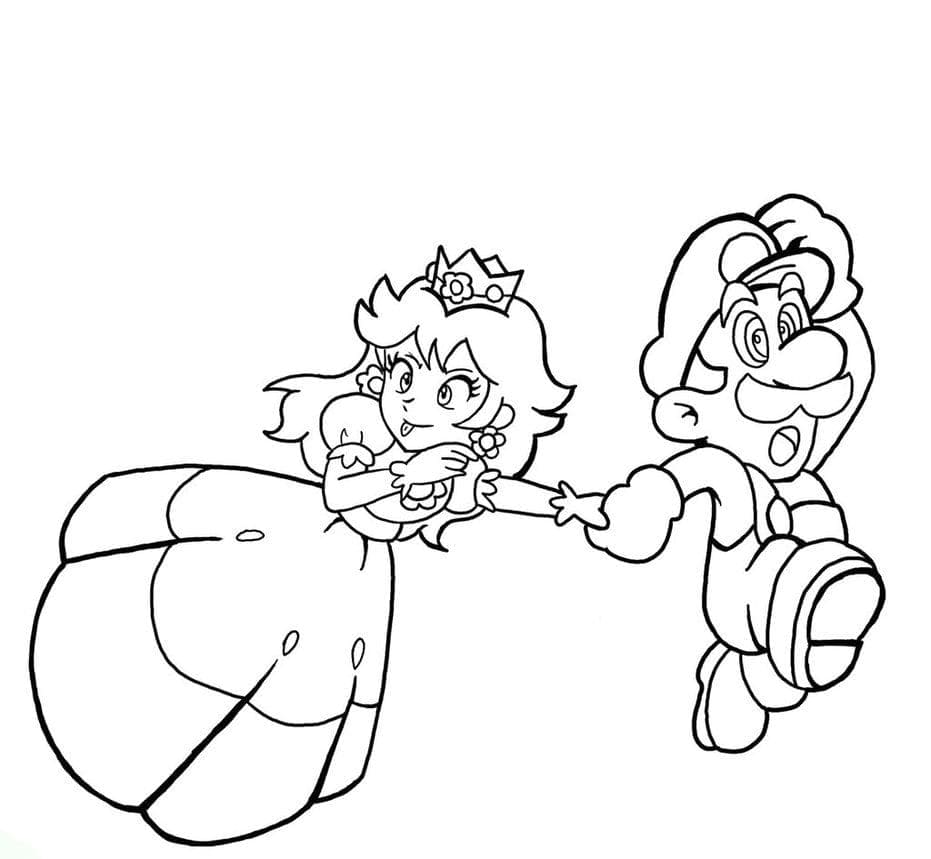 Målarbild Peach och Mario