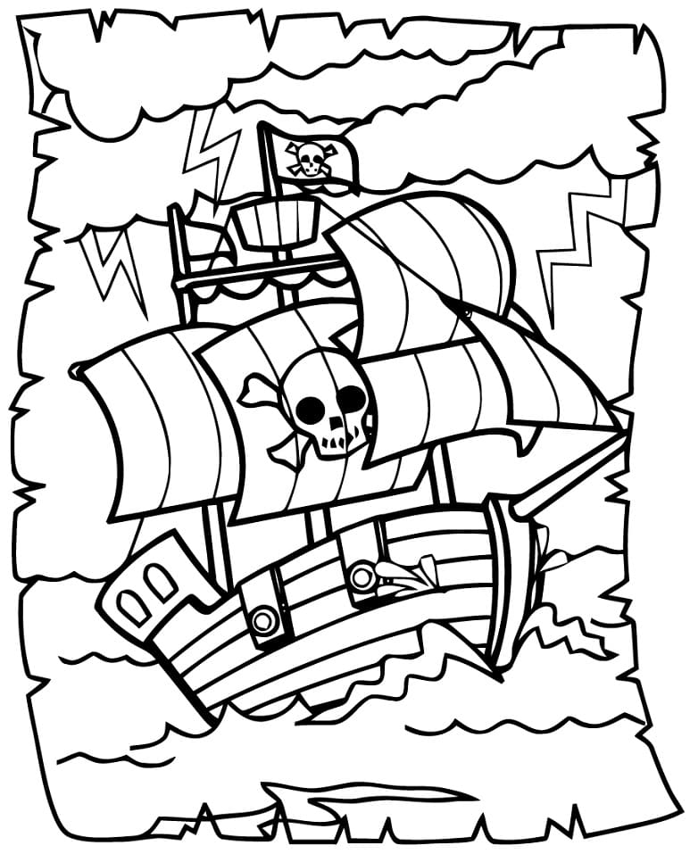 Målarbild Piratskepp 14