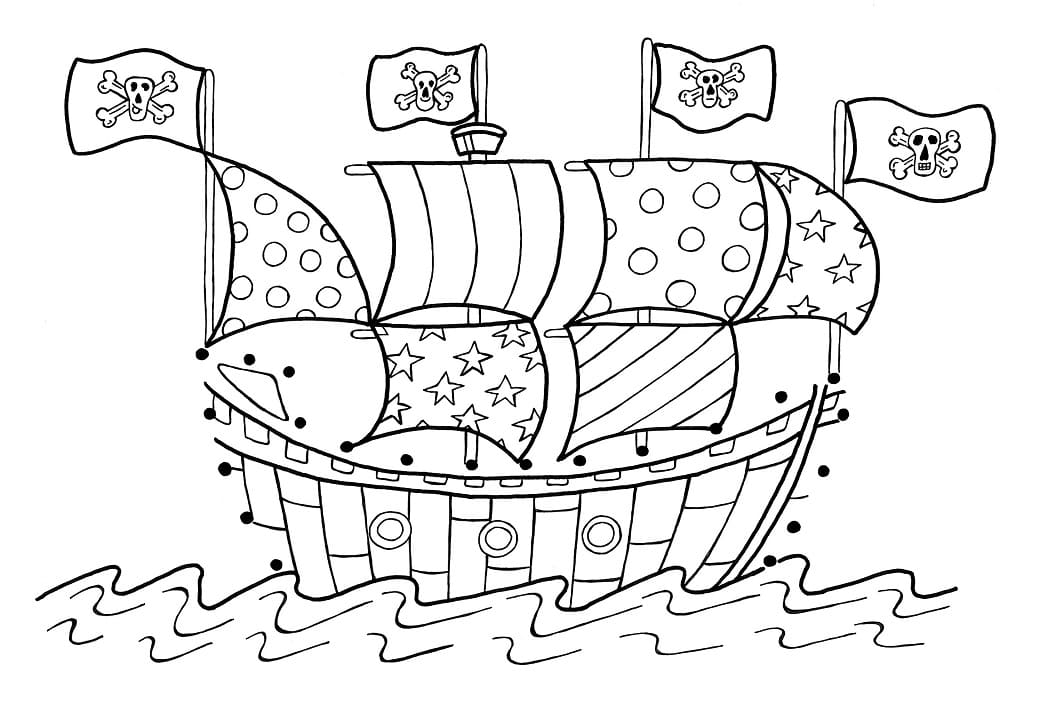 Målarbild Piratskepp 16