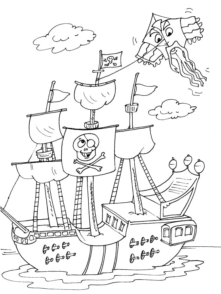 Målarbild Piratskepp 4