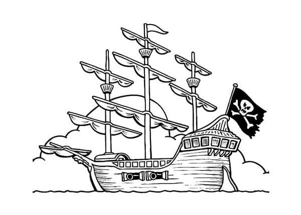 Målarbild Piratskepp 7