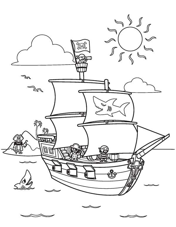 Målarbild Piratskepp 8