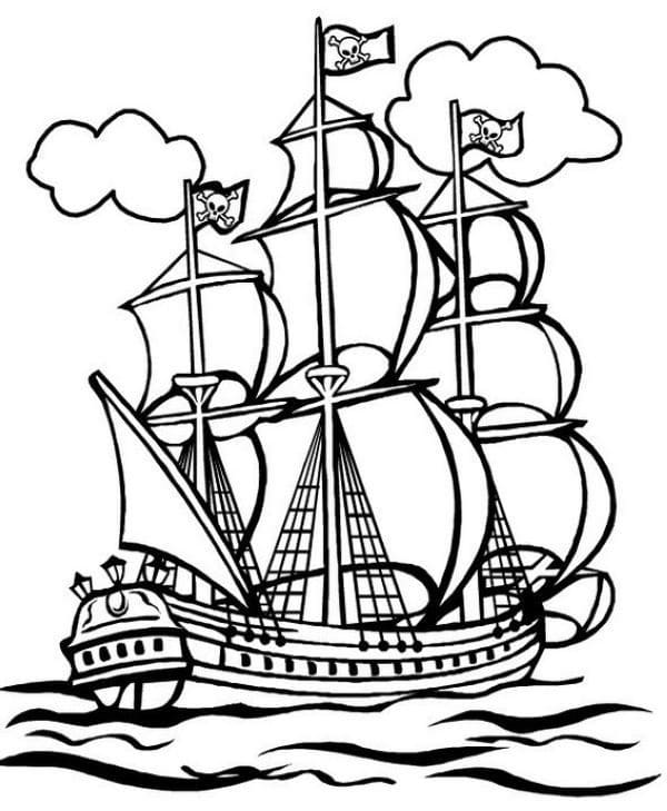 Målarbild Piratskepp för att färga