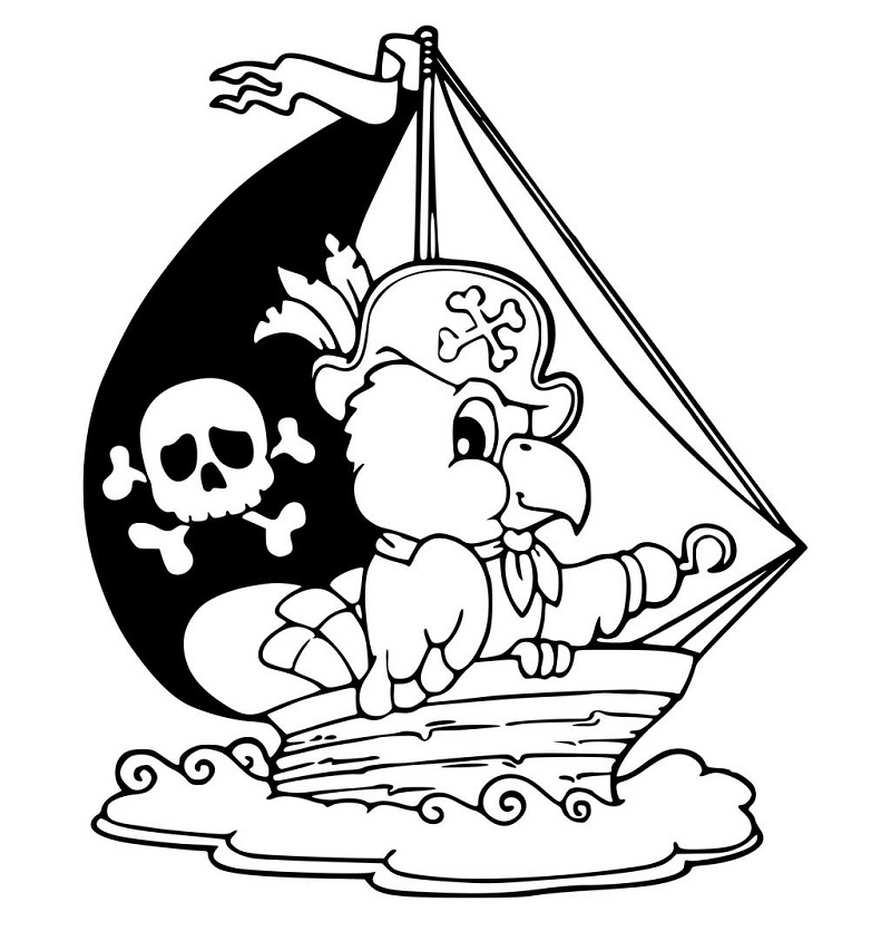 Målarbild Piratskepp för barn