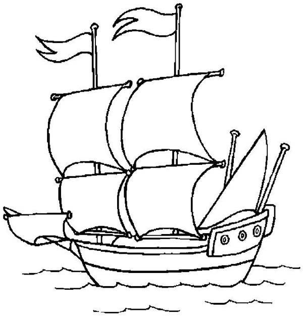 Målarbild Piratskepp gratis utskrivbar