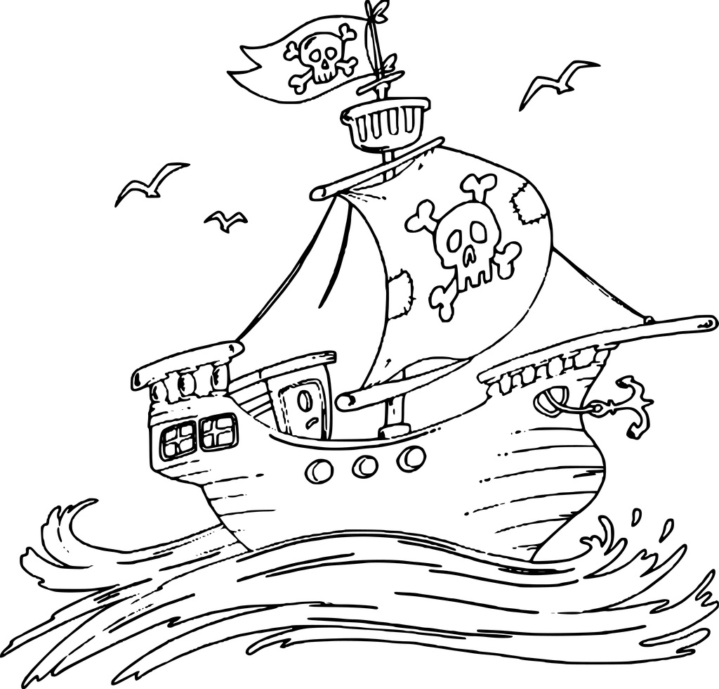 Målarbild Piratskepp gratis