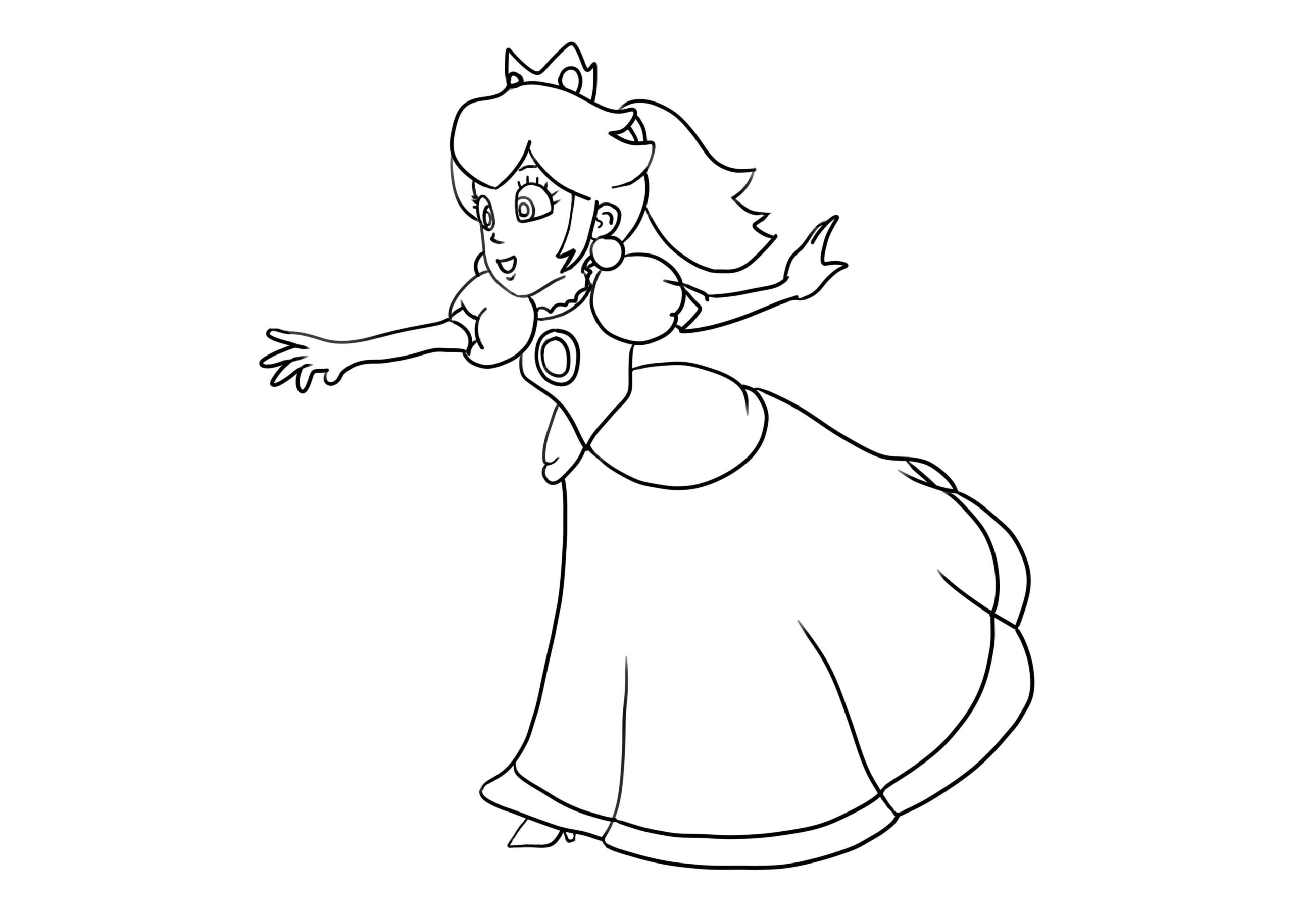 Målarbild Prinsessan Peach Gratis Utskrivbar för Barn