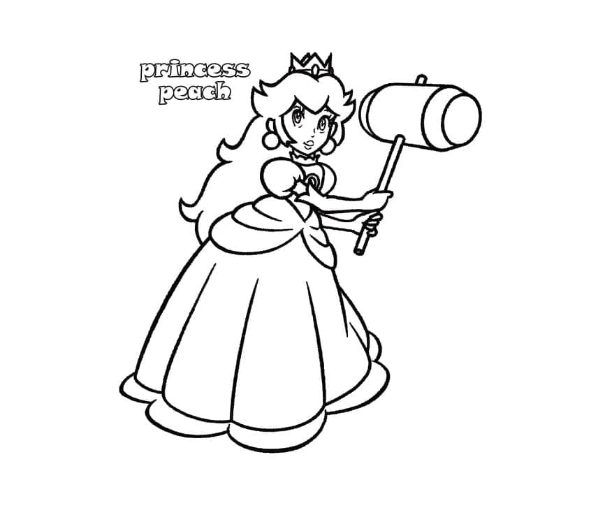 Målarbild Prinsessan Peach Gratis för Barn