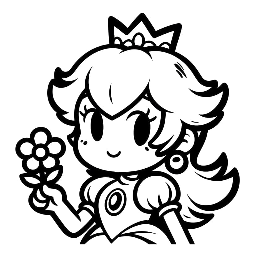 Målarbild Prinsessan Peach med Blomma