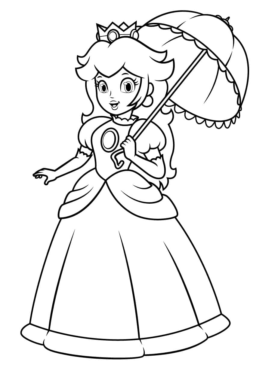 Målarbild Prinsessan Peach med Paraply