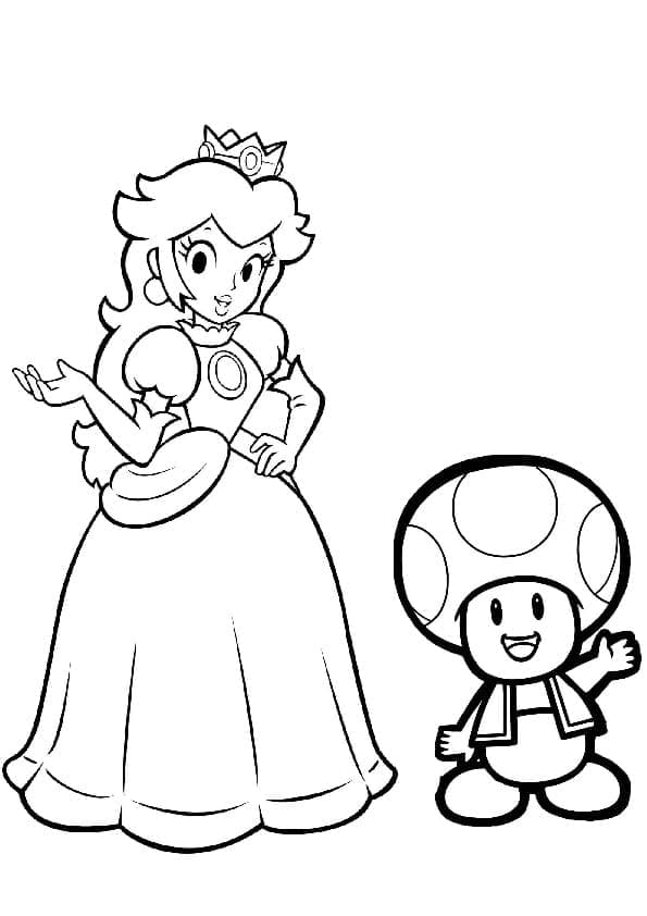 Målarbild Prinsessan Peach och Toad