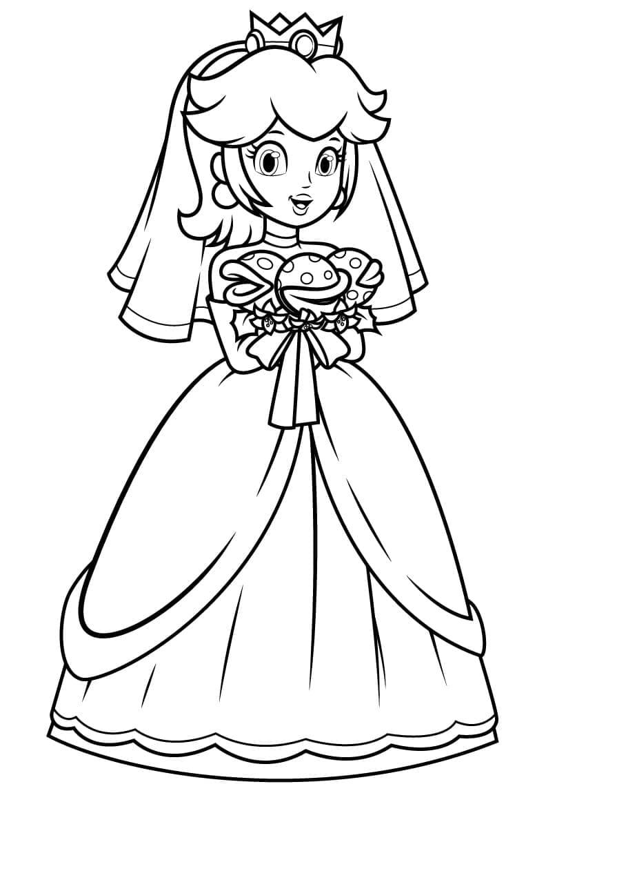 Målarbild Prinsessan Peach på bröllop