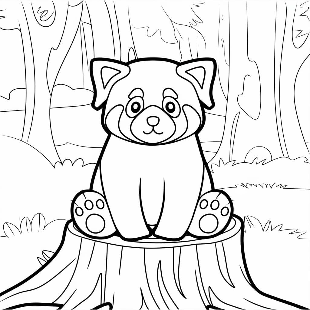 Målarbild Röd panda för 4-åriga barn