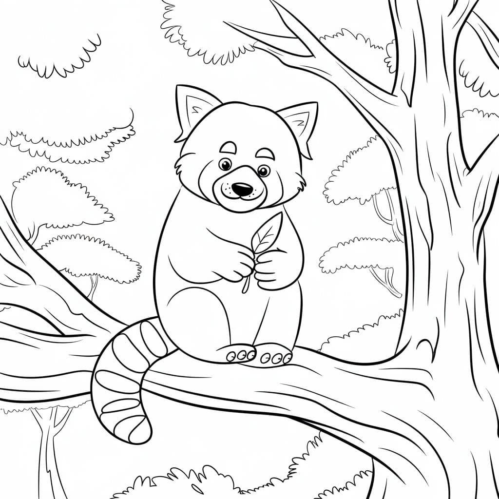 Målarbild Röd panda för 5-åriga barn