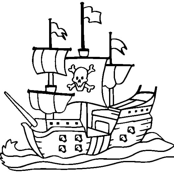 Målarbild Utskrivbar bild för piratskepp