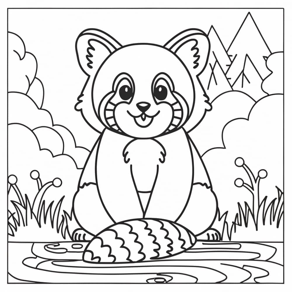 Målarbild Vänlig röd panda