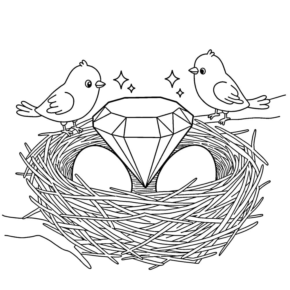 Målarbild Fåglar och Diamant
