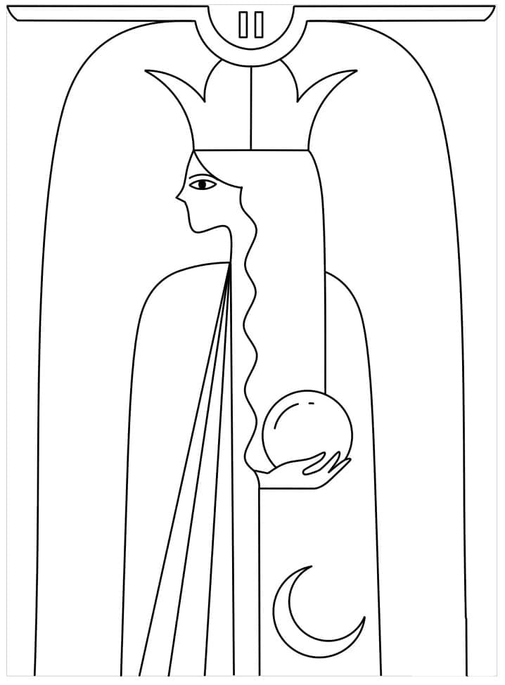 Målarbild Översteprästinnan Tarotkort