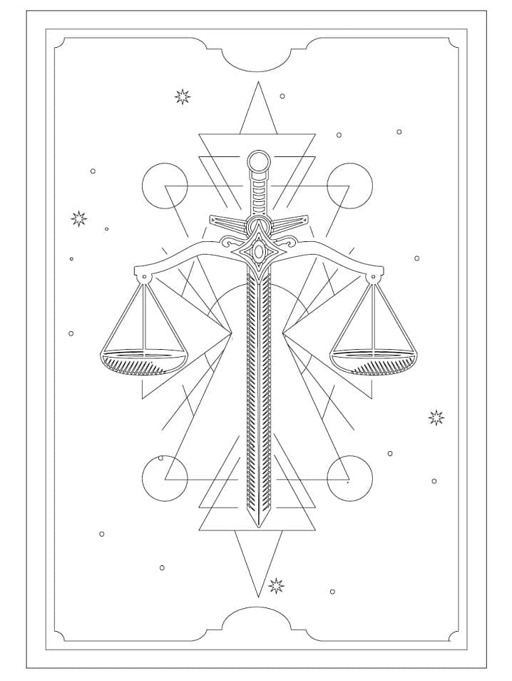 Målarbild Rättvisa Tarotkort