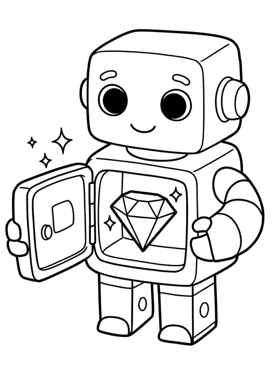 Målarbild Robot och Diamant