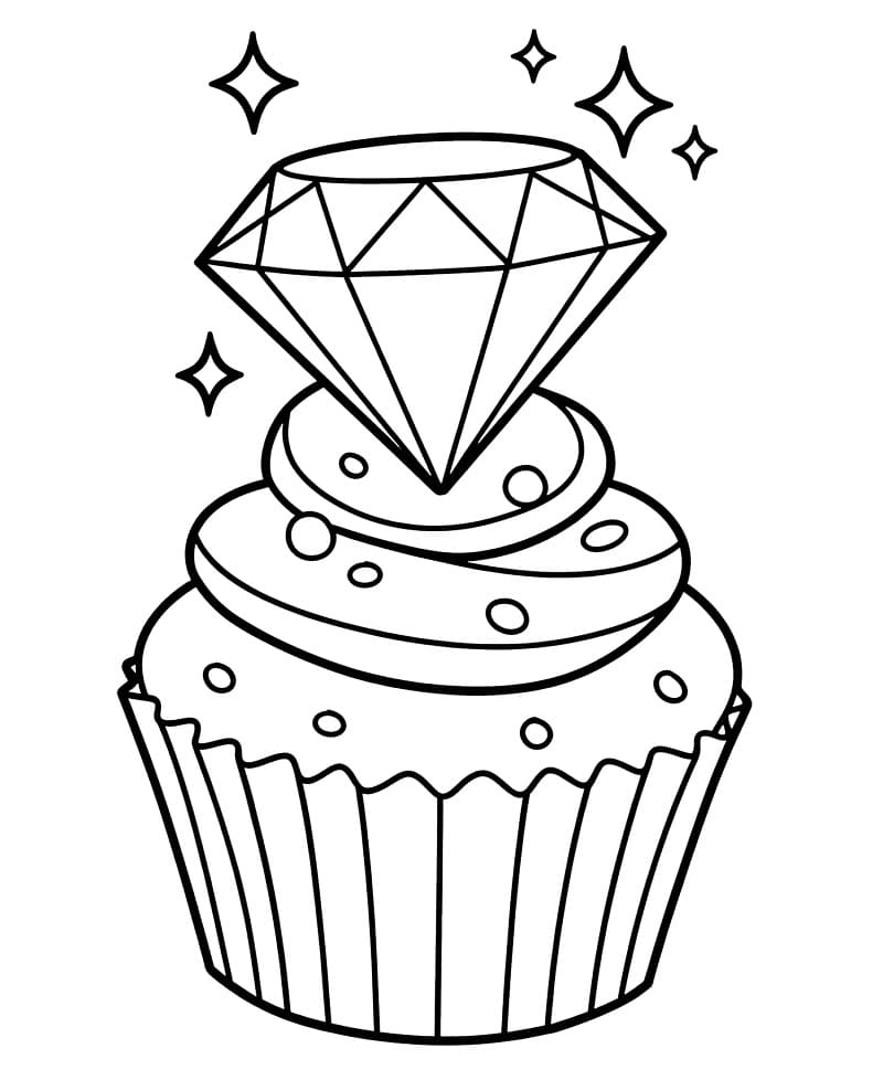 Målarbild Diamant och Cupcake