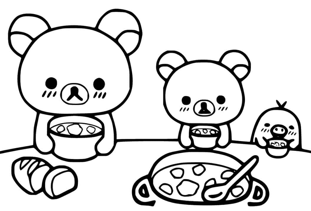 Målarbild Gratis Utskrivbar Rilakkuma för Barn