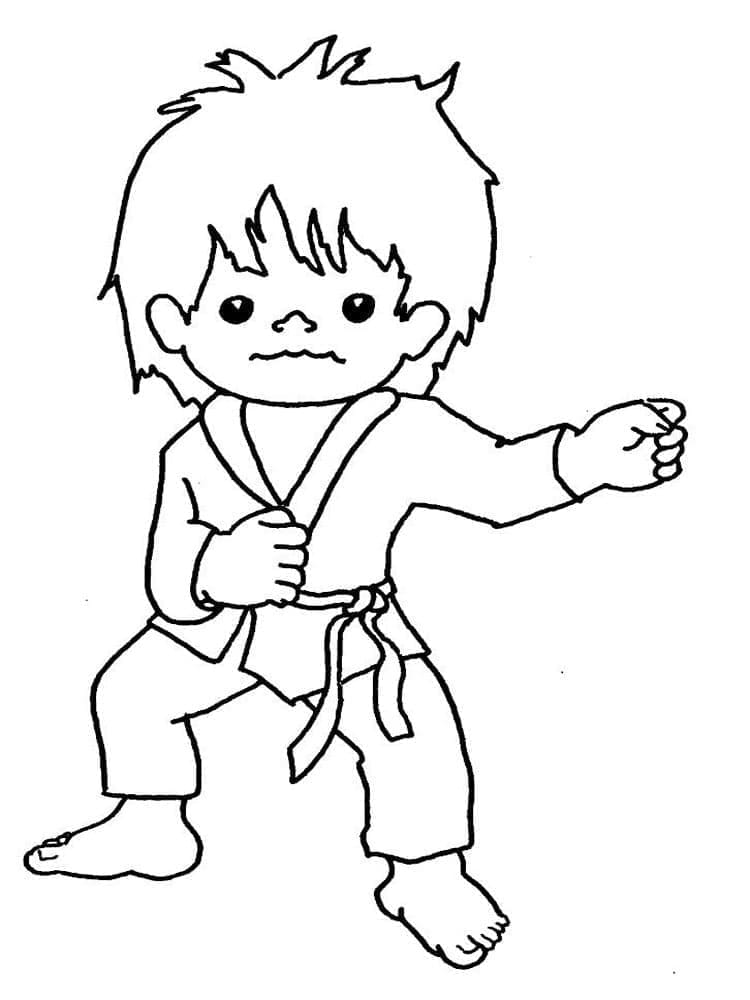 Målarbild Pojke med karate