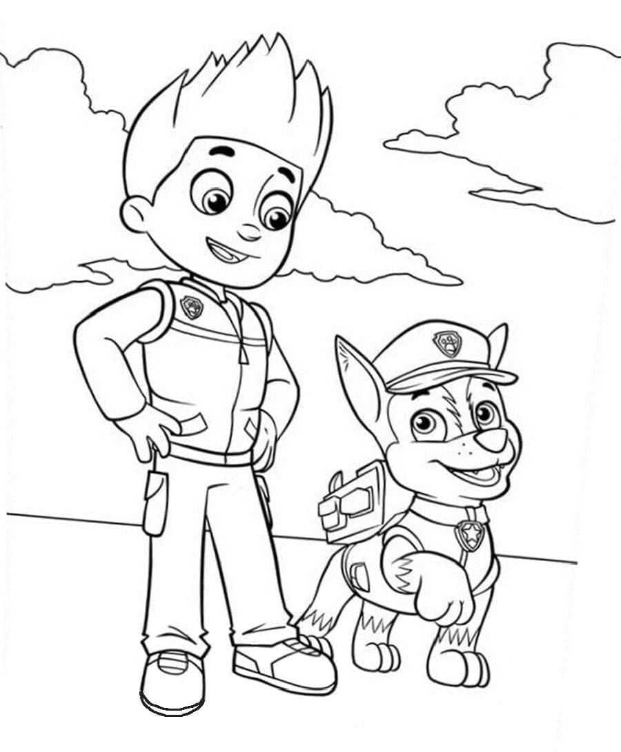 Målarbild Ryder och Chase Paw Patrol