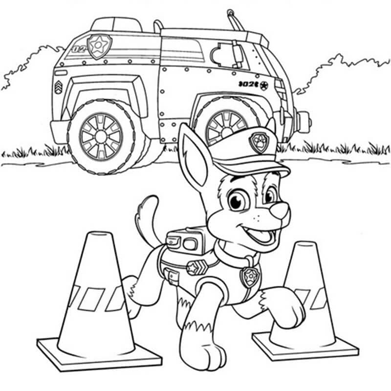 Målarbild Chase Paw Patrol Utskrivbar för Barn