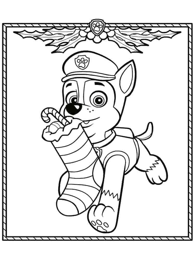 Målarbild Chase Paw Patrol på Julen