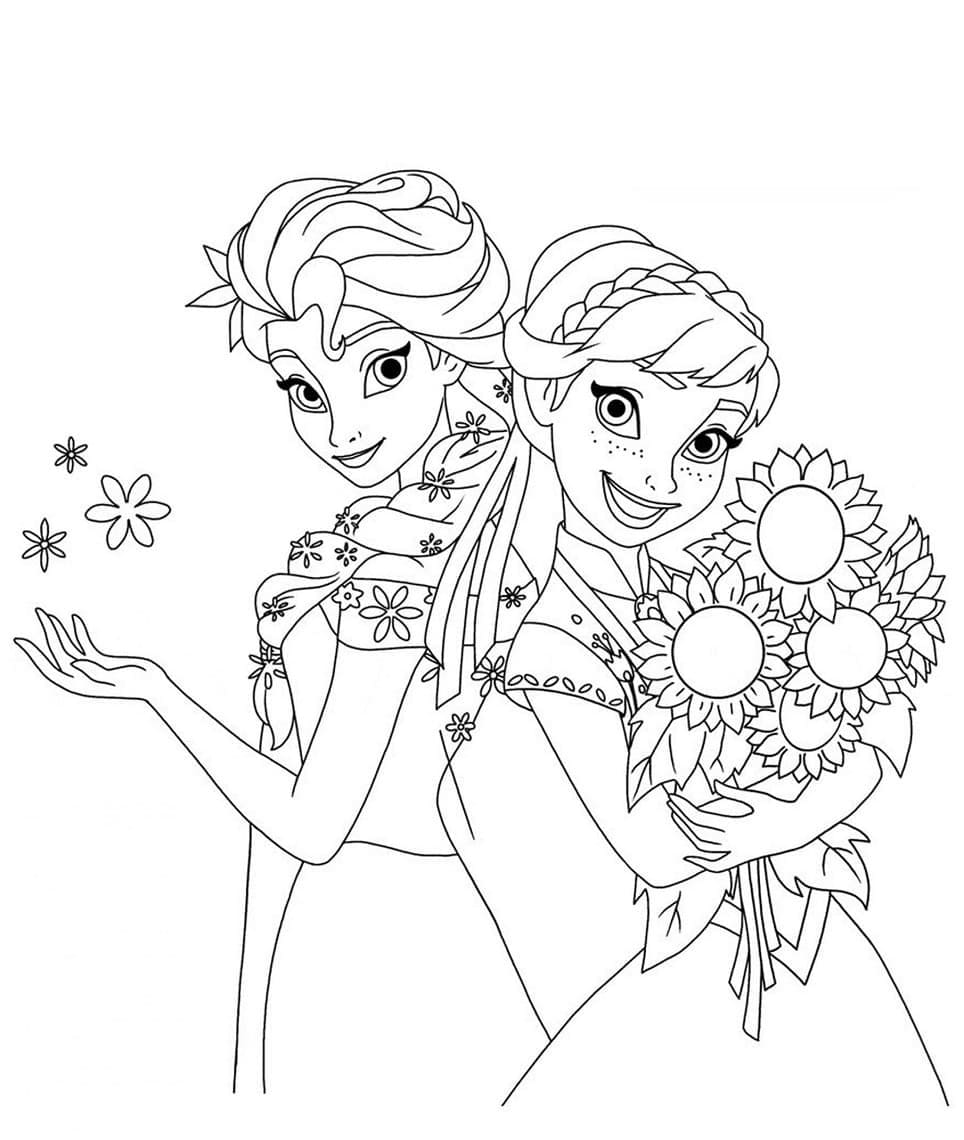 Målarbild Elsa och Anna för 2-åriga Barn