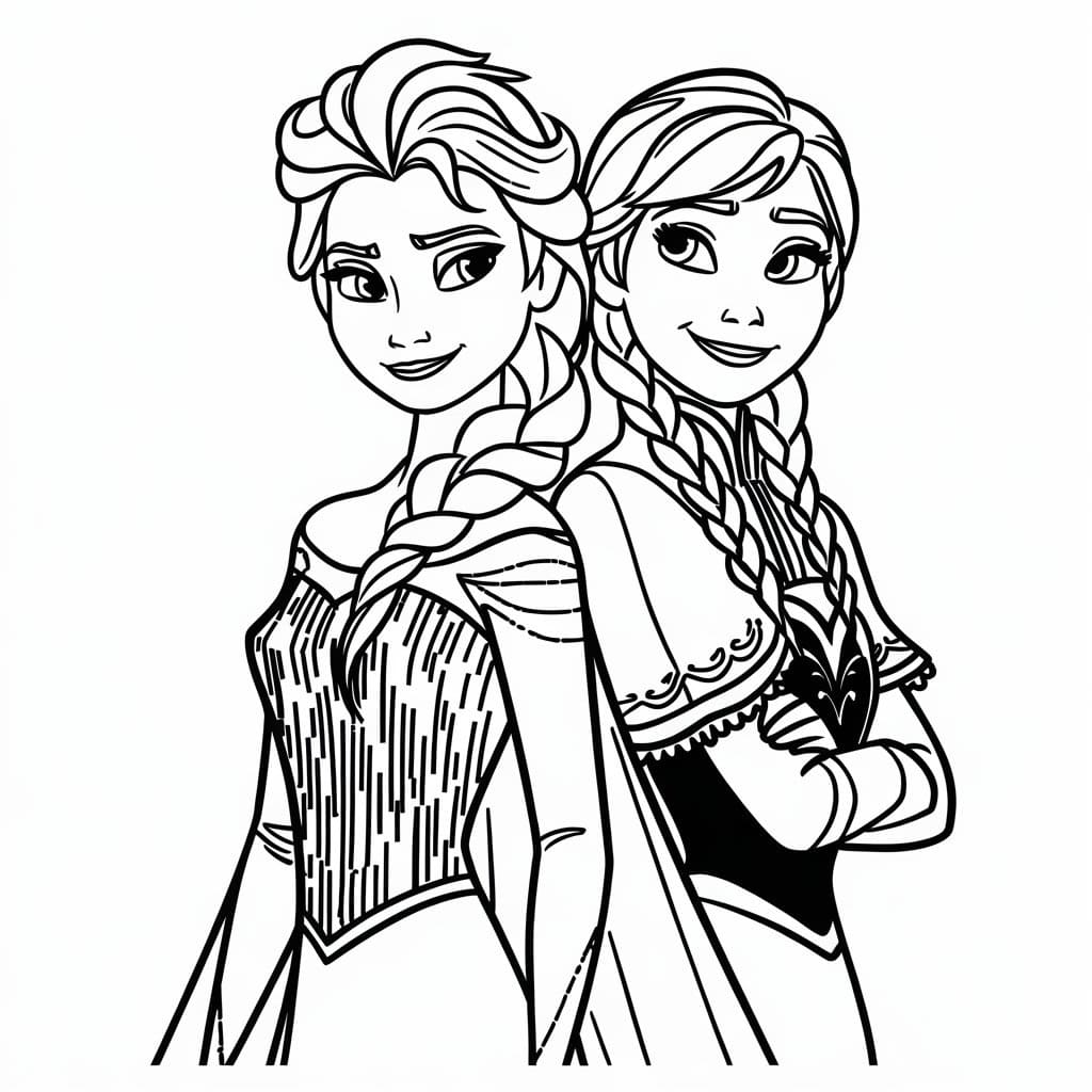 Målarbild Elsa och Anna för 3-åriga Barn