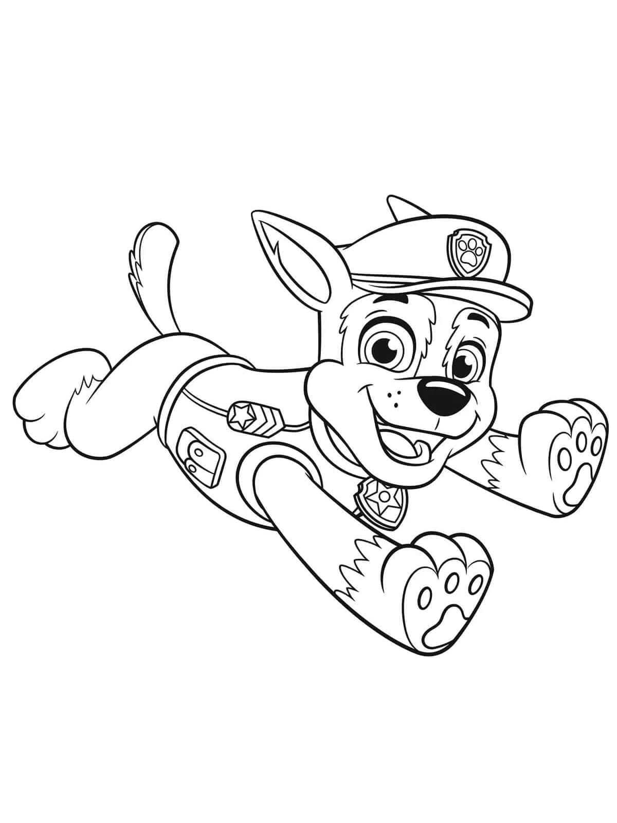 Målarbild Gratis Utskrivbar Chase Paw Patrol för Barn