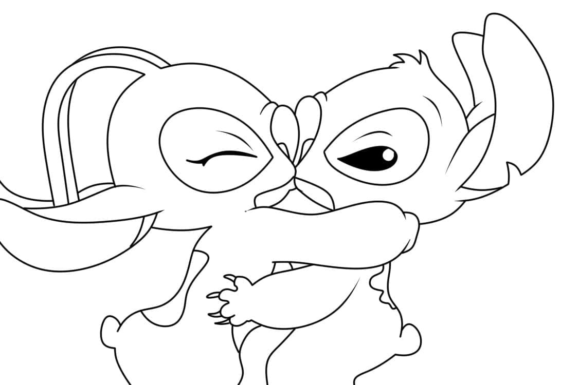 Målarbild Gratis Utskrivbar Stitch och Angel