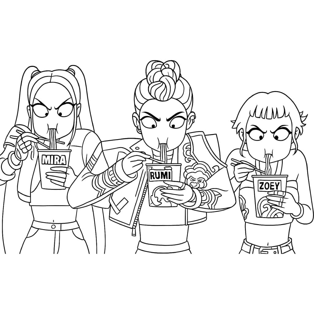 Målarbild KPop Demon Hunters Gratis Utskrivbar för Barn