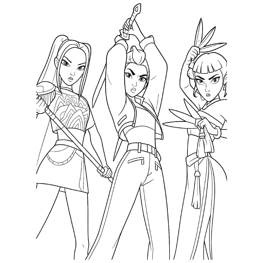 Målarbild KPop Demon Hunters Gratis Utskrivbar