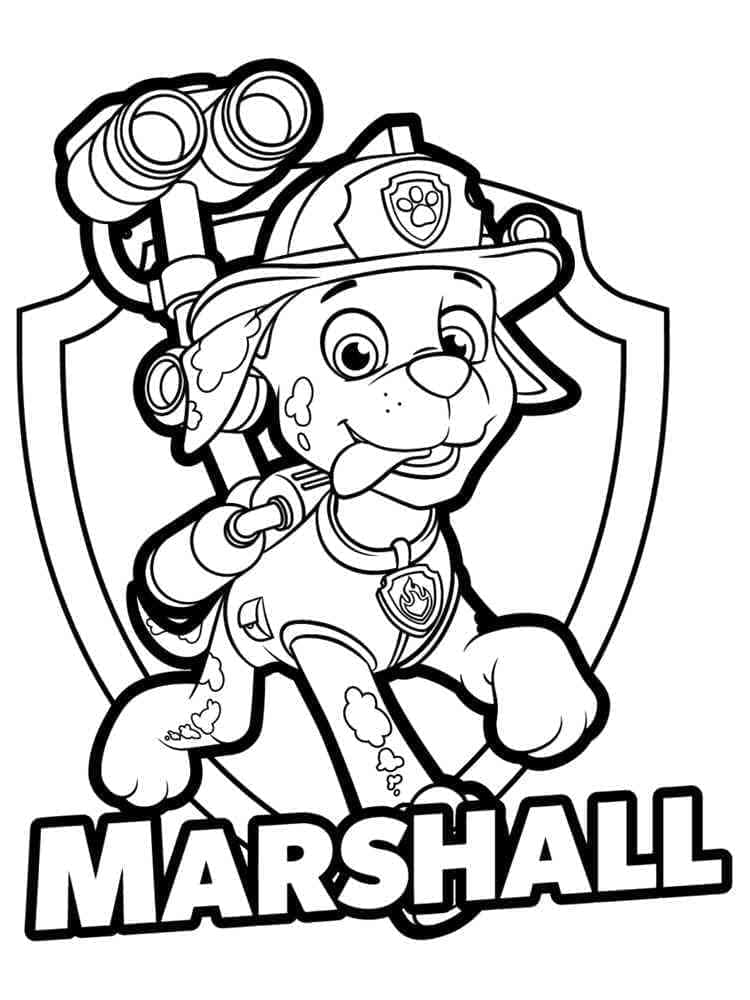 Målarbild Marshall Paw Patrol Gratis för Barn