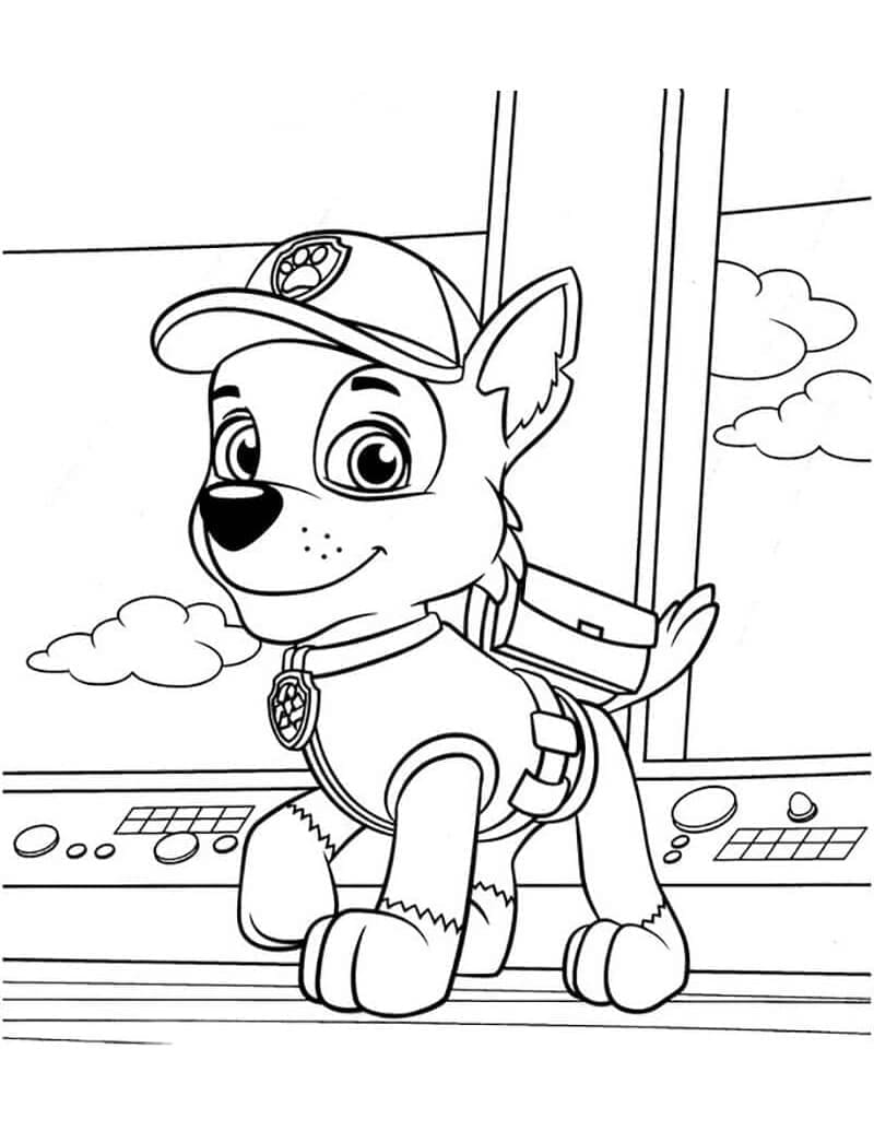 Målarbild Rocky Paw Patrol Utskrivbar för Barn