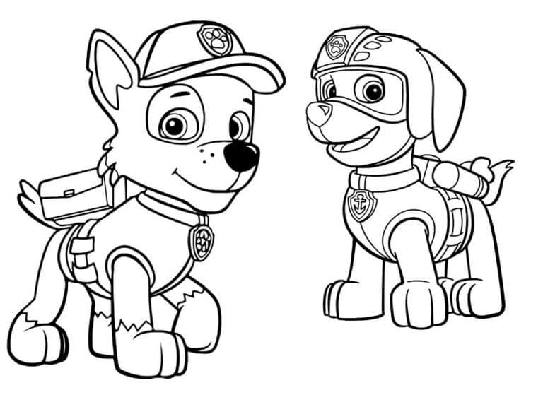 Målarbild Rocky och Zuma Paw Patrol