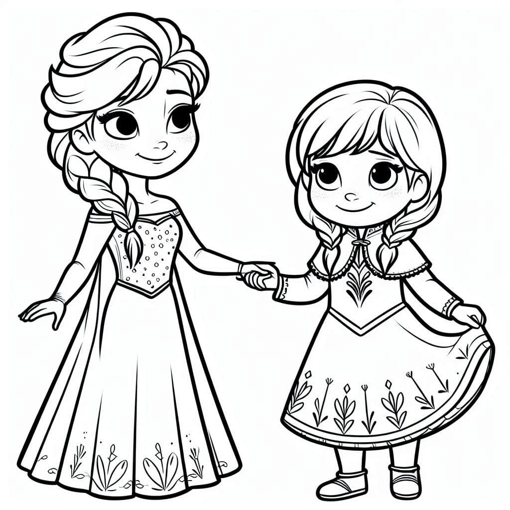 Målarbild Söta Elsa och Anna