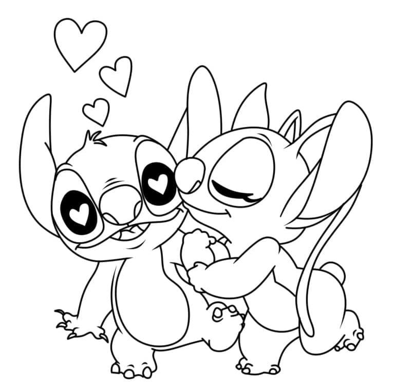 Målarbild Stitch och Angel Gratis