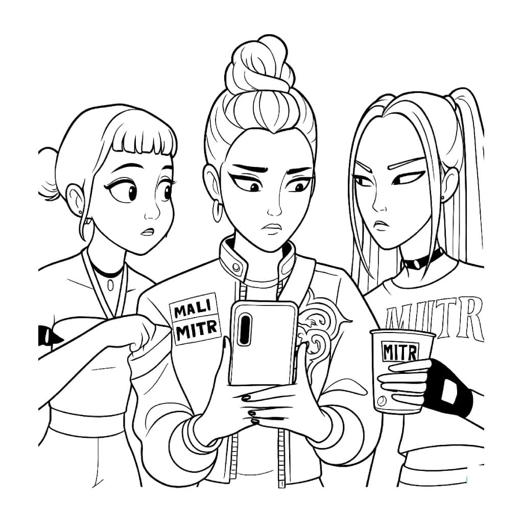 Målarbild Utskrivbar KPop Demon Hunters för Barn