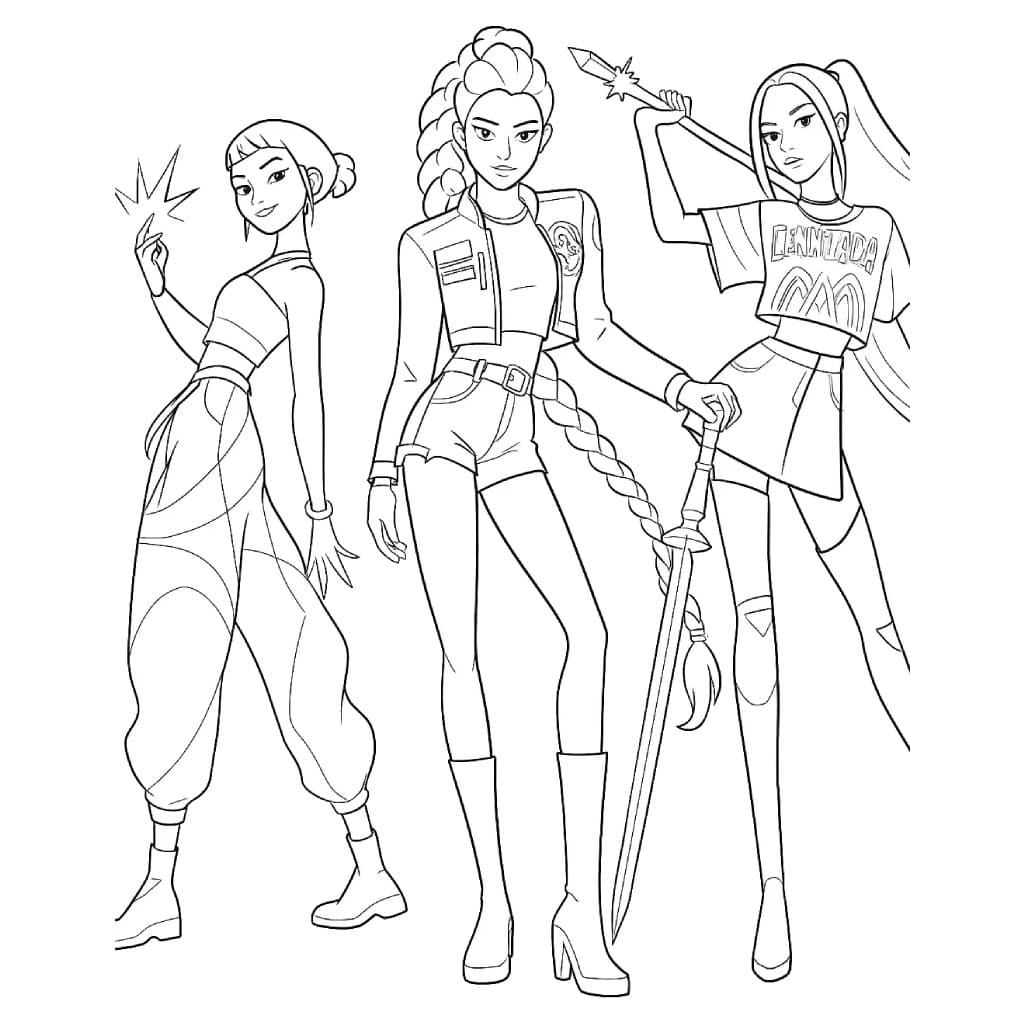 Målarbild Utskrivbar KPop Demon Hunters