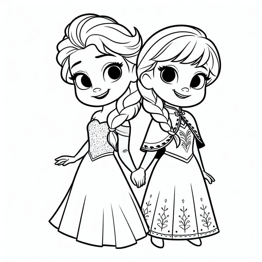 Målarbild Vackra Elsa och Anna