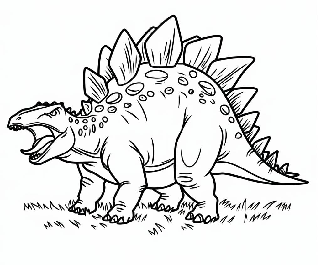 Målarbild En Arg Stegosaurus